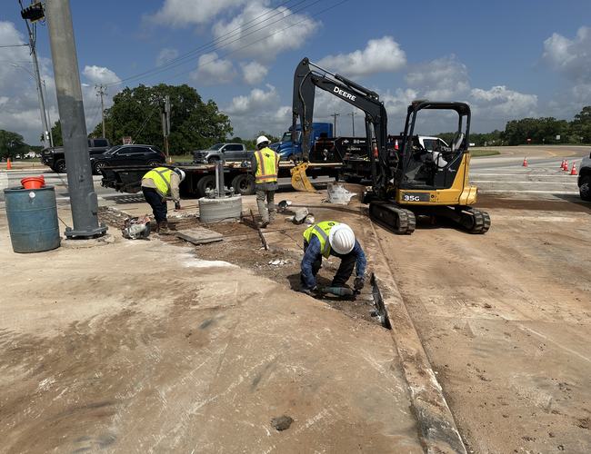 Sidewalk and curb work for a pole foundation